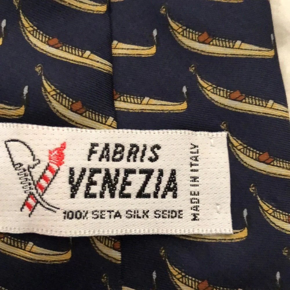 Italian silk Fabris blue gondola necktie